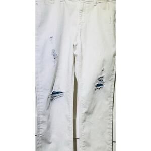 WHITE HOUSE BLACK MARKET The Straight White w/Denim Patches Jeans Women's Size 8